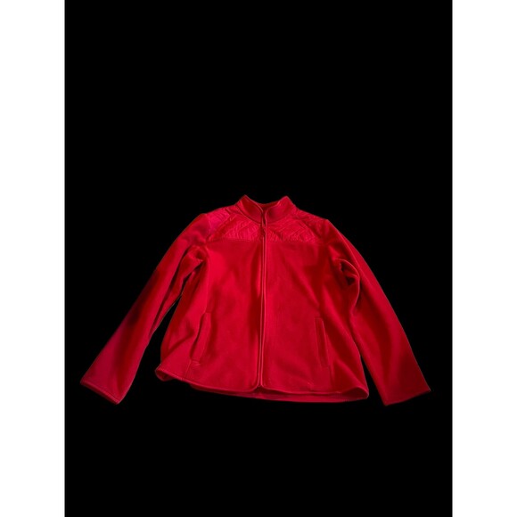 Croft & Barrow Red Fleece Zip Up Jacket - Picture 1 of 6